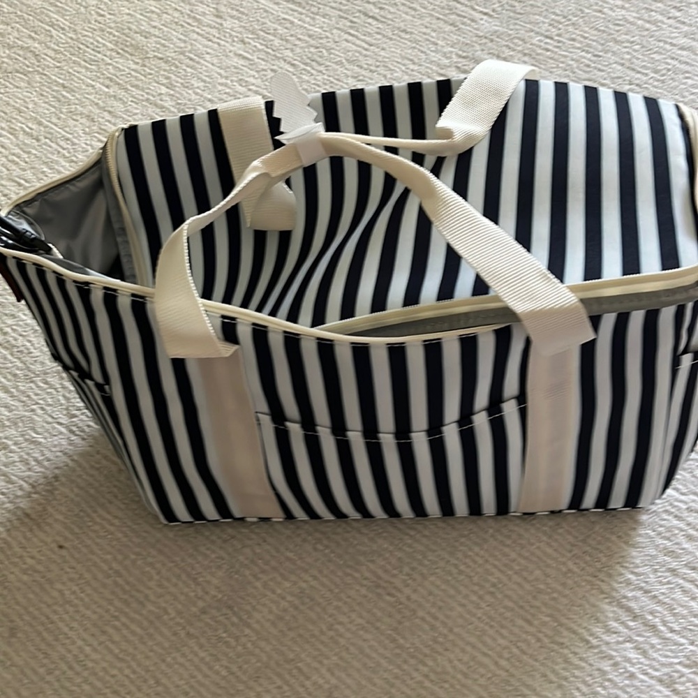 Blue & white stripe cooler/tote.